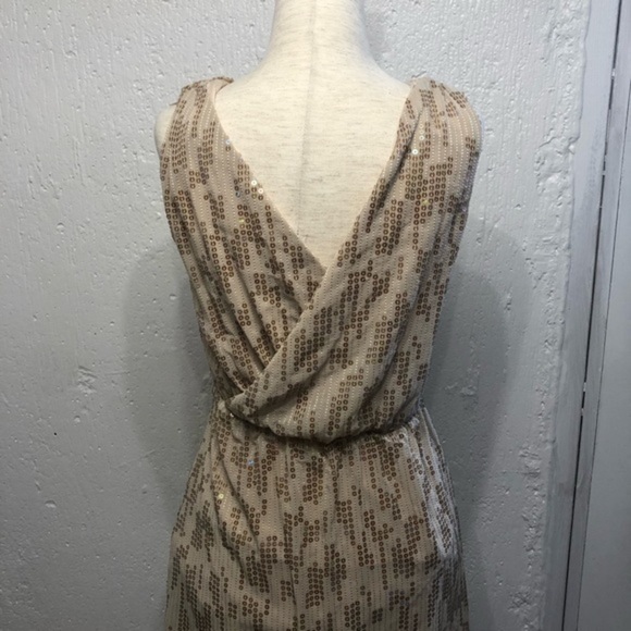 Express Sleeveless Gold Tan Sequin Dress XS - Picture 3 of 8